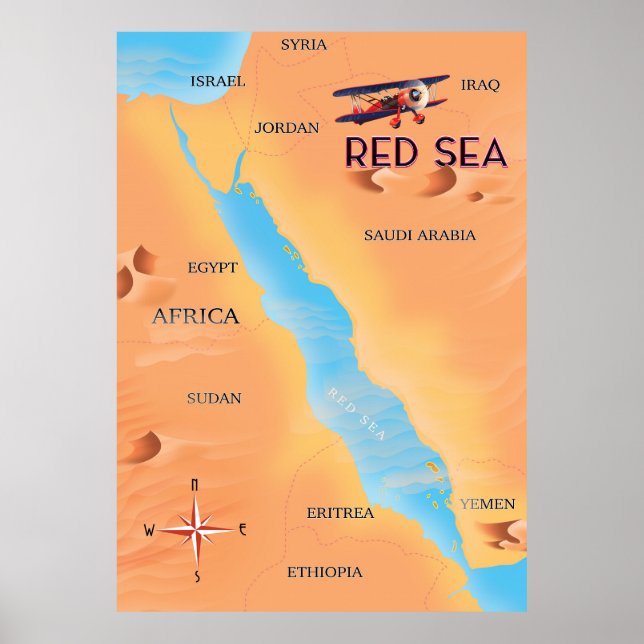 Affiche La carte de voyage de la mer Rouge (Devant)