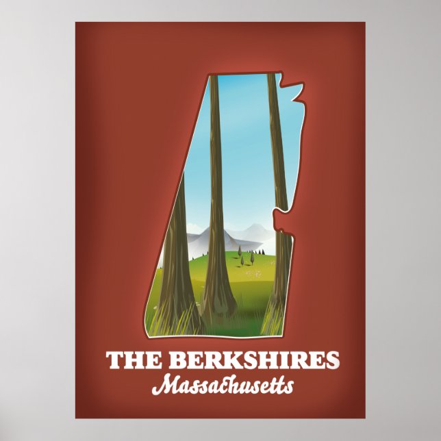 Affiche La carte des Berkshires Massachusetts (Devant)