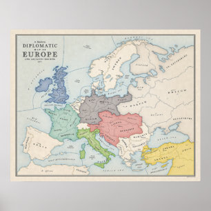 Affiche La carte diplomatique de l'Europe