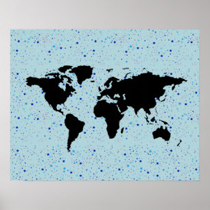 Affiche la carte du monde et les étoiles