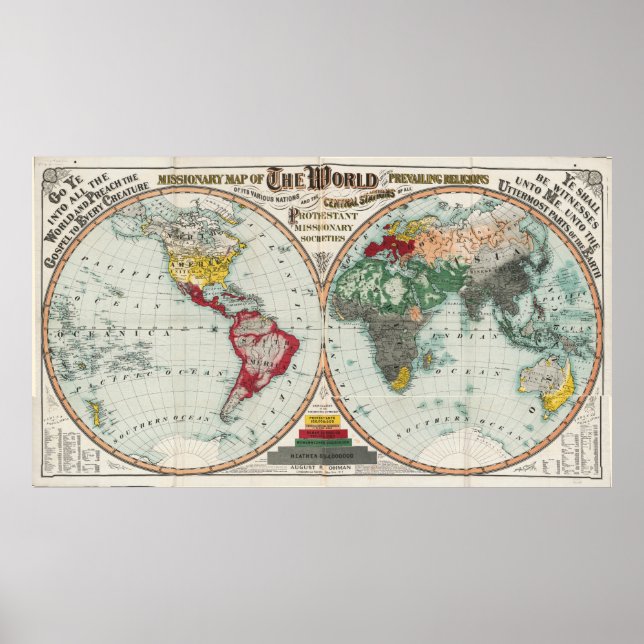 Affiche La carte missionnaire du monde (1902) (Devant)