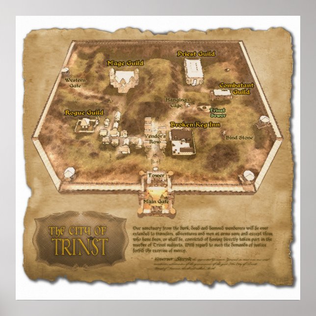 Affiche La carte officielle de la ville de Trinst (Devant)