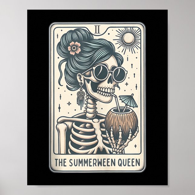 Affiche La carte Summerween Queen Tarot, Halloween en cuis (Devant)