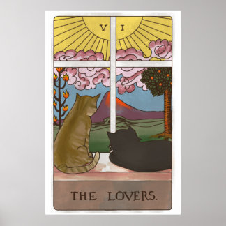 Affiche La carte Tarot Chat Love