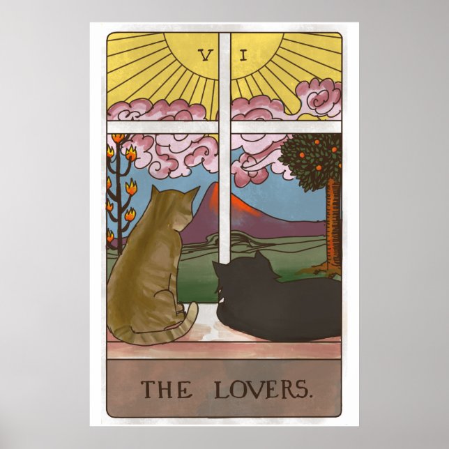 Affiche La carte Tarot Chat Love (Devant)