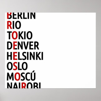 Affiche La Casa de Papel Noms des villes