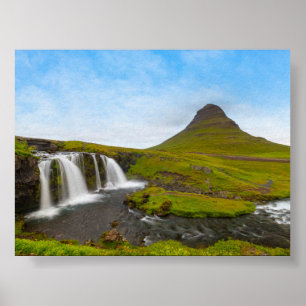 Affiche La cascade et la montagne de Kirkjufell