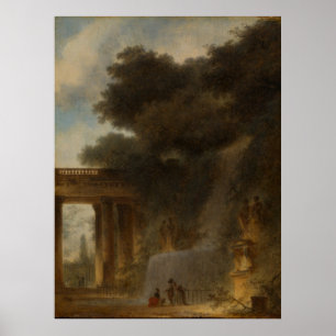 Affiche La Cascade - Fragonard Paysage Art