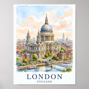 Affiche La cathédrale Saint-Paul Londres aquarelle art de
