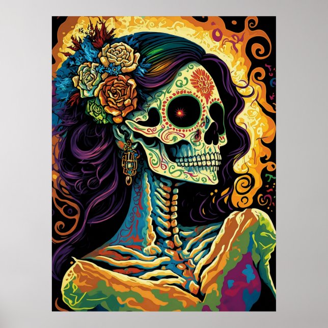 Affiche La Catrina Day of Dead Mexican Skeleton Art (Devant)