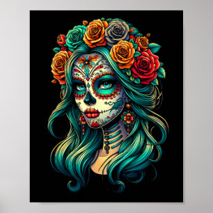 Affiche La Catrina Femmes Dia De Los Muertos Latina Cinco