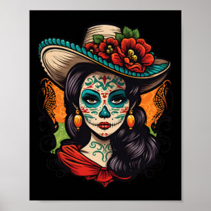 Affiche La Catrina Femmes Dia De Los Muertos Latine