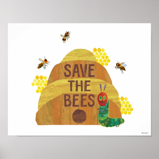 Affiche La chenille affamée | Sauvez les abeilles (Devant)