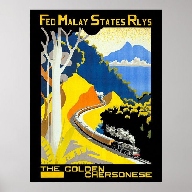 Affiche La Chersonèse dorée, Malaisie, chemin de fer, trai (Devant)