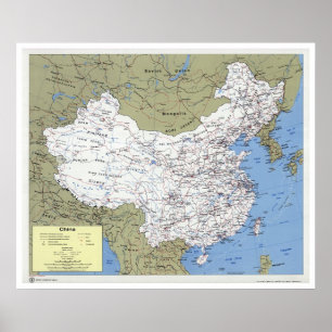 Affiche La Chine a détaillé la carte - 1979