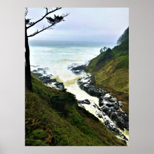 Affiche La Churn de Devil, le cap Perpetua, l'Oregon Coast