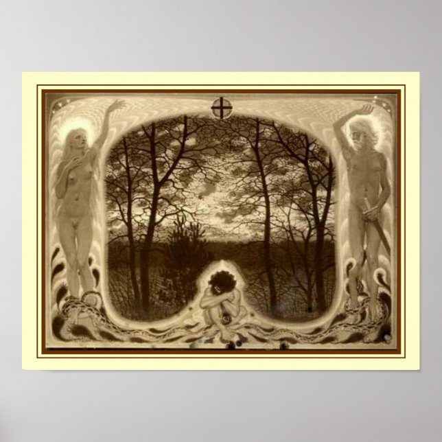 Affiche "La Chute" par Fidus Art Nouveau 12 x 16 (Devant)