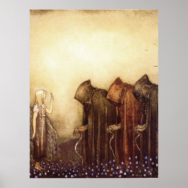 Affiche « La Clé d'or » Aquarelle de John Bauer (Devant)