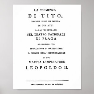 Affiche La Clemenza di Tito Libretto page de titre