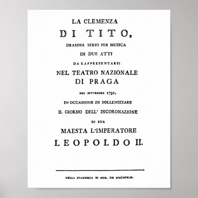 Affiche La Clemenza di Tito Libretto page de titre (Devant)