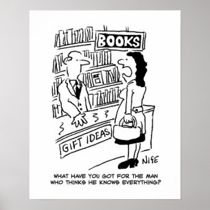 Affiche La cliente d'une librairie pose une question au li