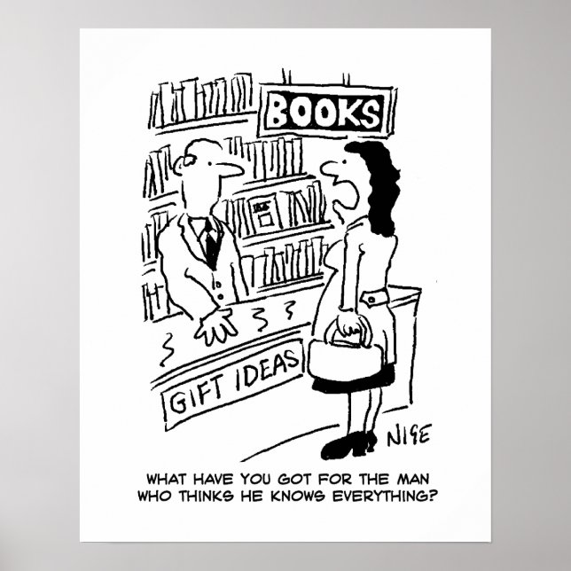 Affiche La cliente d'une librairie pose une question au li (Devant)