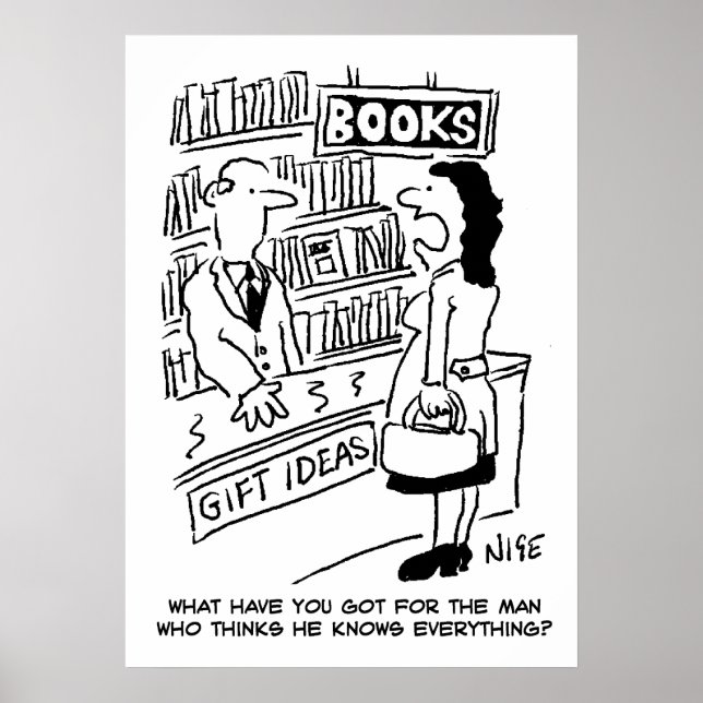 Affiche La cliente d'une librairie pose une question au li (Devant)
