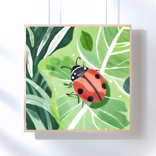Affiche La coccinelle   Jolie Peinture Aquarelle
