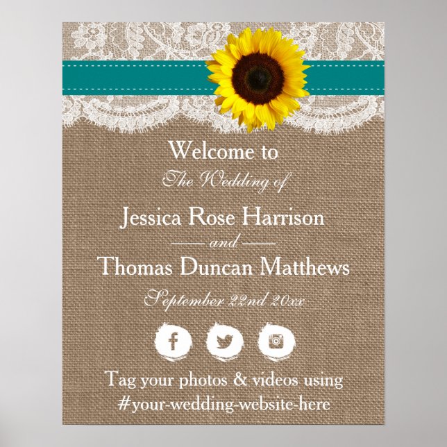 Affiche La Collection de Mariage Tournesol Rustique - Bleu (Devant)