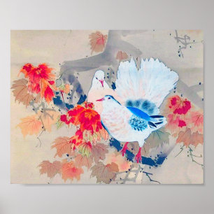 Affiche La colombe dans les feuilles d'automne, Watanabe S