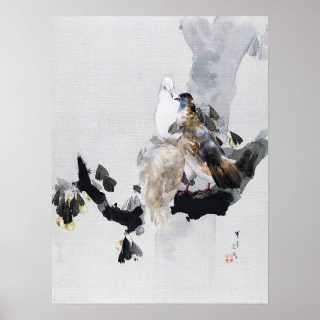 Affiche La colombe dans un arbre, Watanabe Seitei (Devant)