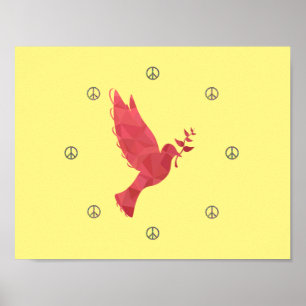 Affiche La colombe et les signes de paix