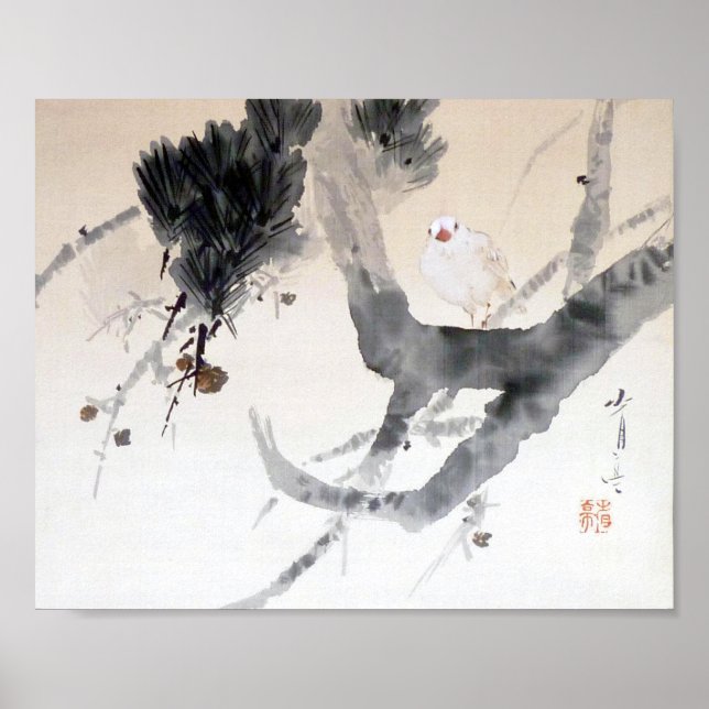 Affiche La colombe sur un pin, Watanabe Seitei (Devant)