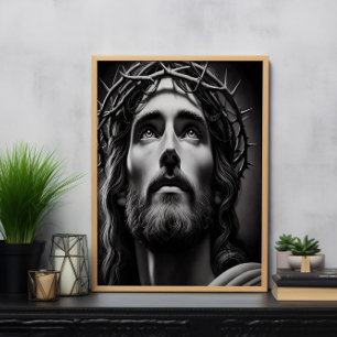 Affiche La compassion du sauveur en noir et blanc