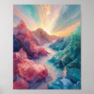 Affiche La confluence éthérée de pics cristallins et t