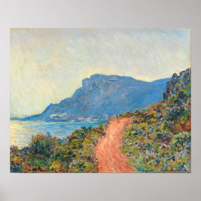 Affiche La Corniche près de Monaco (1884) par Claude Monet (Devant)