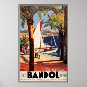 Affiche La Côte d'Azur vintage, France -