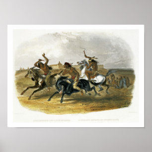 Affiche La course de chevaux des Indiens de Sioux