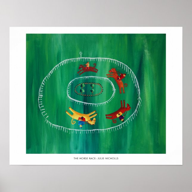 Affiche La Course du cheval Peinture contemporaine Art Imp (Devant)