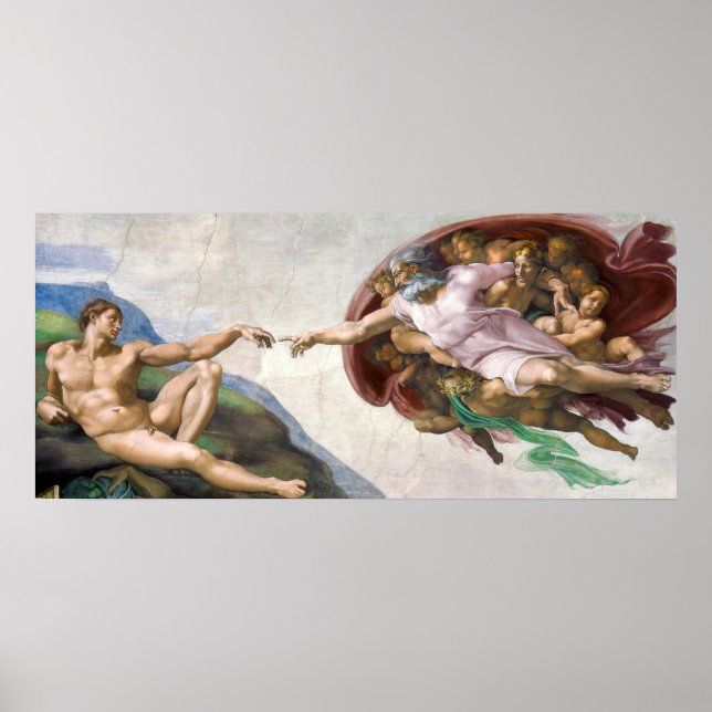 Affiche La Création d'Adam de Michel-Ange Buonarroti (Devant)
