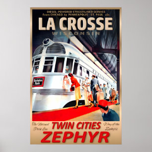 Affiche La Crosse Wisconsin Twin Cities Zephyr Burlington