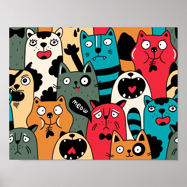 Affiche La Crowd of cats (Devant)
