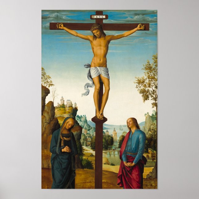 Affiche La Crucifixion, 1485 par Pietro Perugino (Devant)
