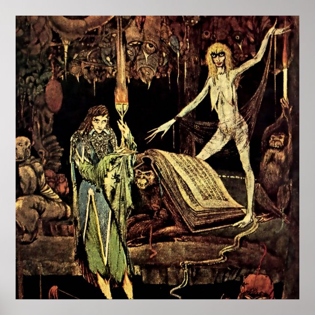 Affiche « La Cuisine de la sorcière » par Harry Clarke (Devant)