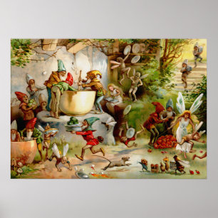 Affiche La cuisine des Gnomes - 1895 Illustration de E. St