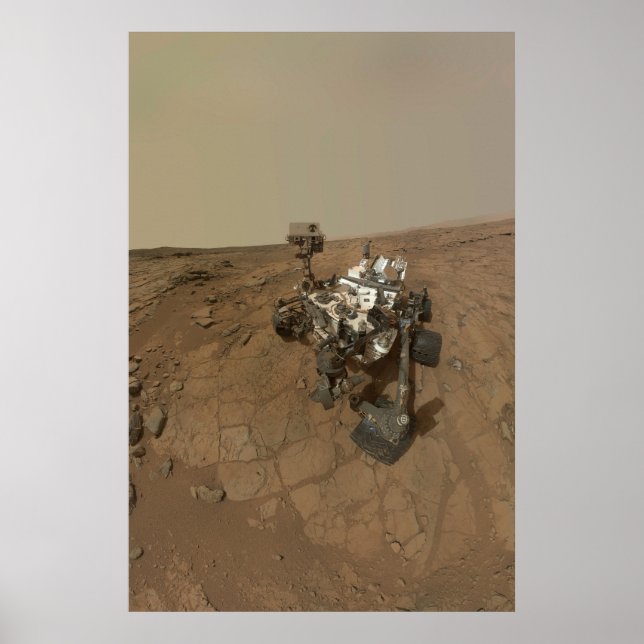 Affiche La Curiosité A Rover Sur La Surface De Mars. (Devant)