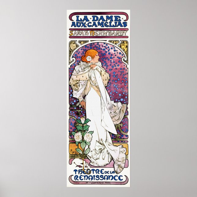 Affiche La Dame aux Camélias par Mucha (Devant)