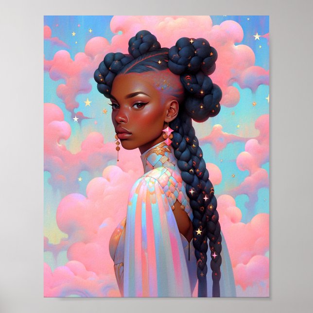 Affiche La Dame Cosmique Art Imaginaire Africain Américain (Devant)