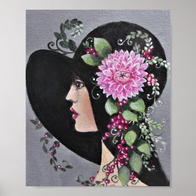 Affiche La Dame Dans Un Casquette Décoratif (Devant)