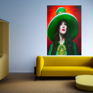 Affiche La dame de la Saint Patrick grand casquette vert
